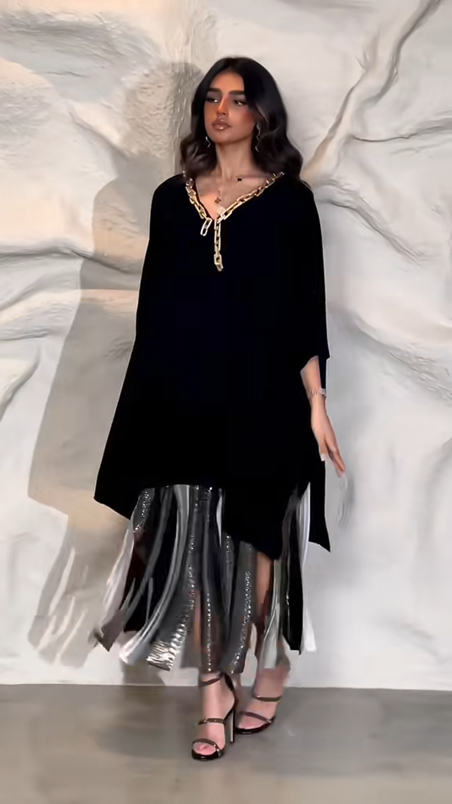 Irregularly spliced sequin dress