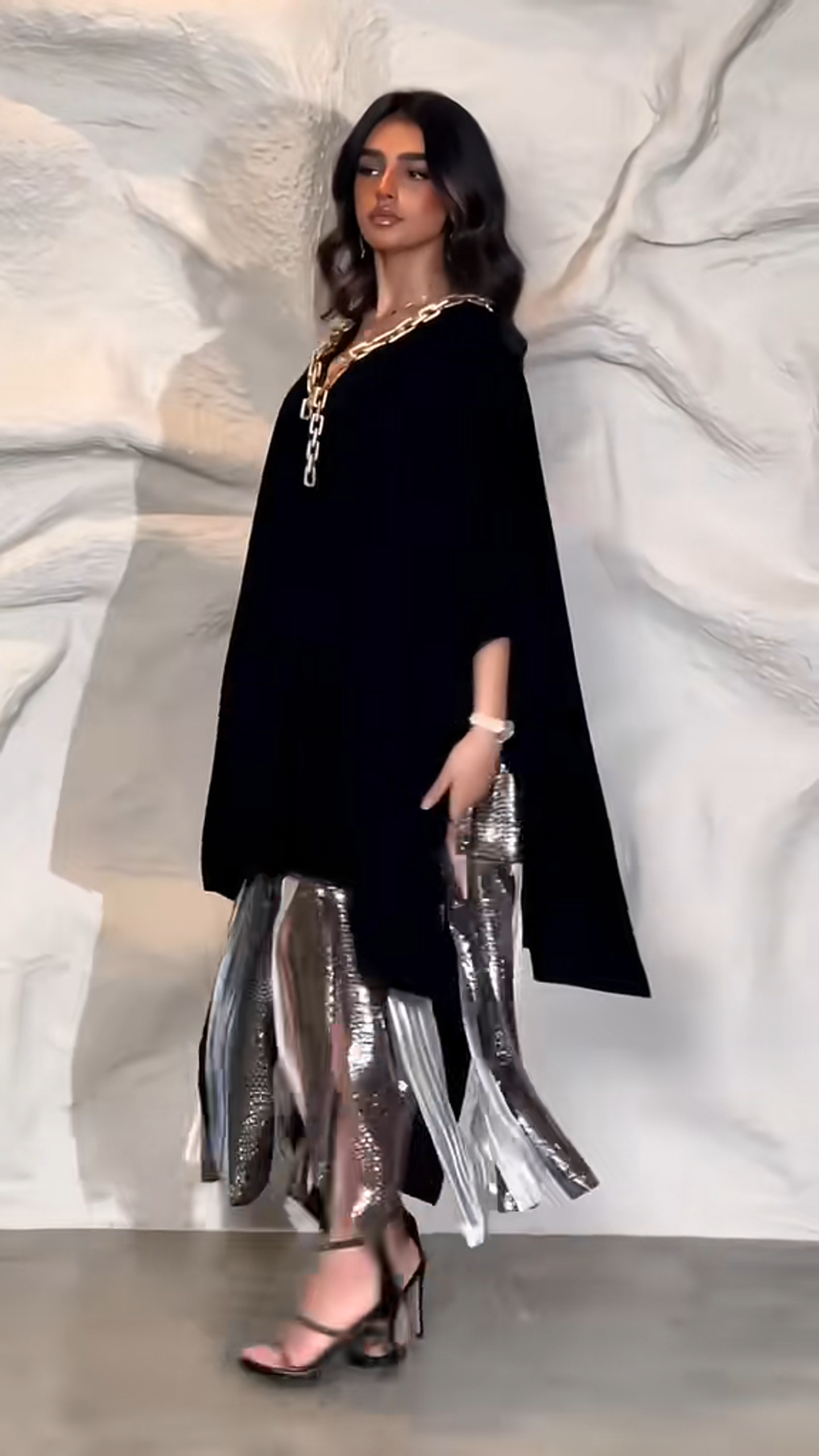 Irregularly spliced sequin dress