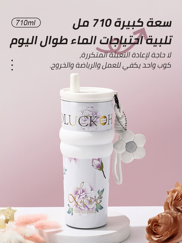 Portable straw cup with ceramic liner