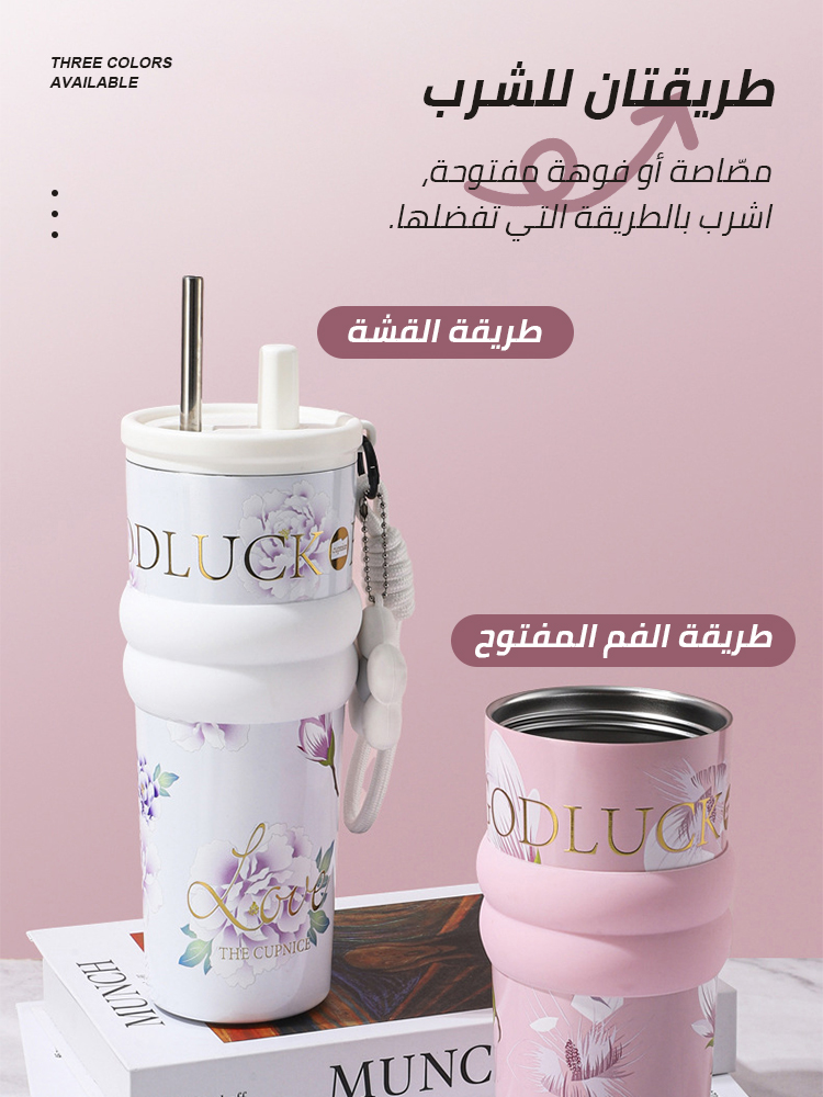 Portable straw cup with ceramic liner