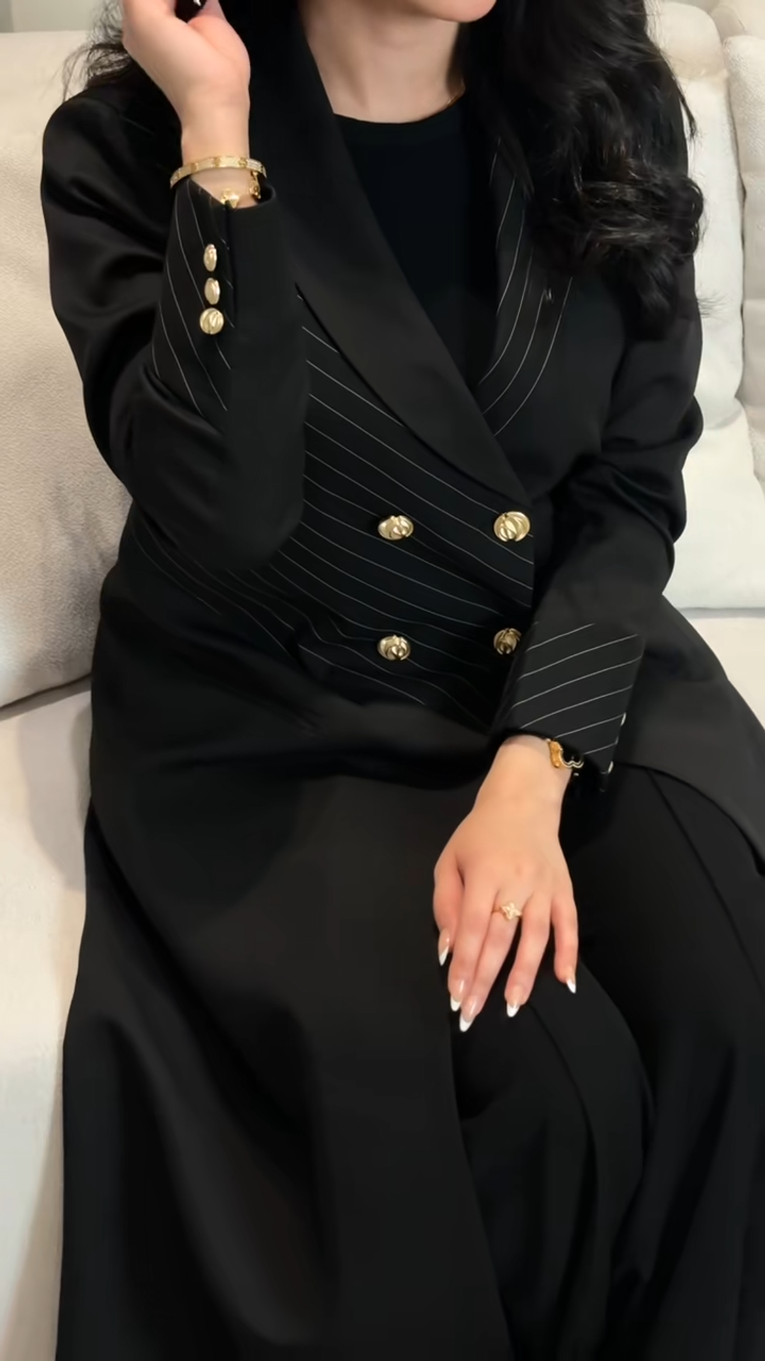 Gold buttoned twill collar robe