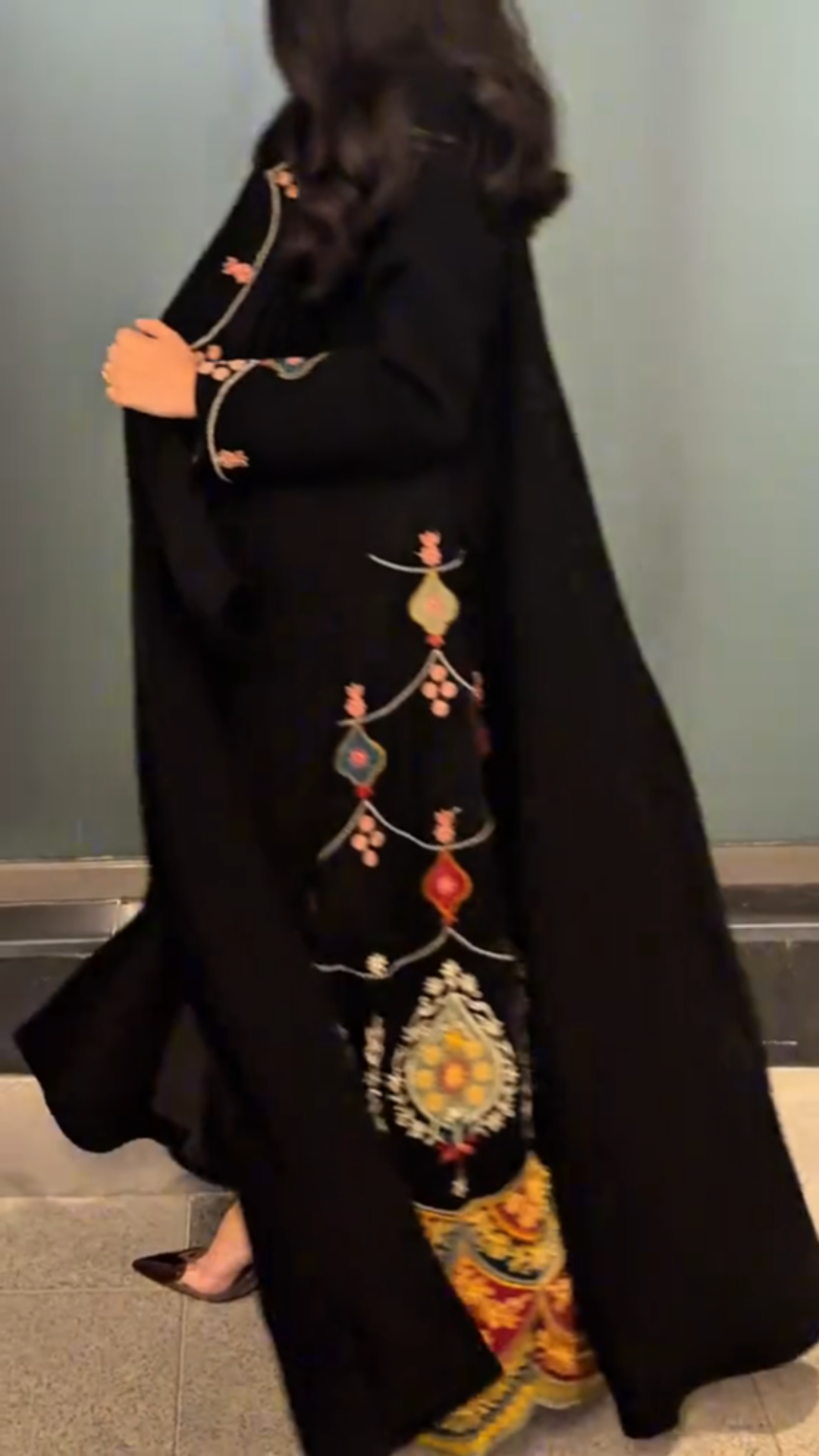 Velvet heavily embroidered floral robe