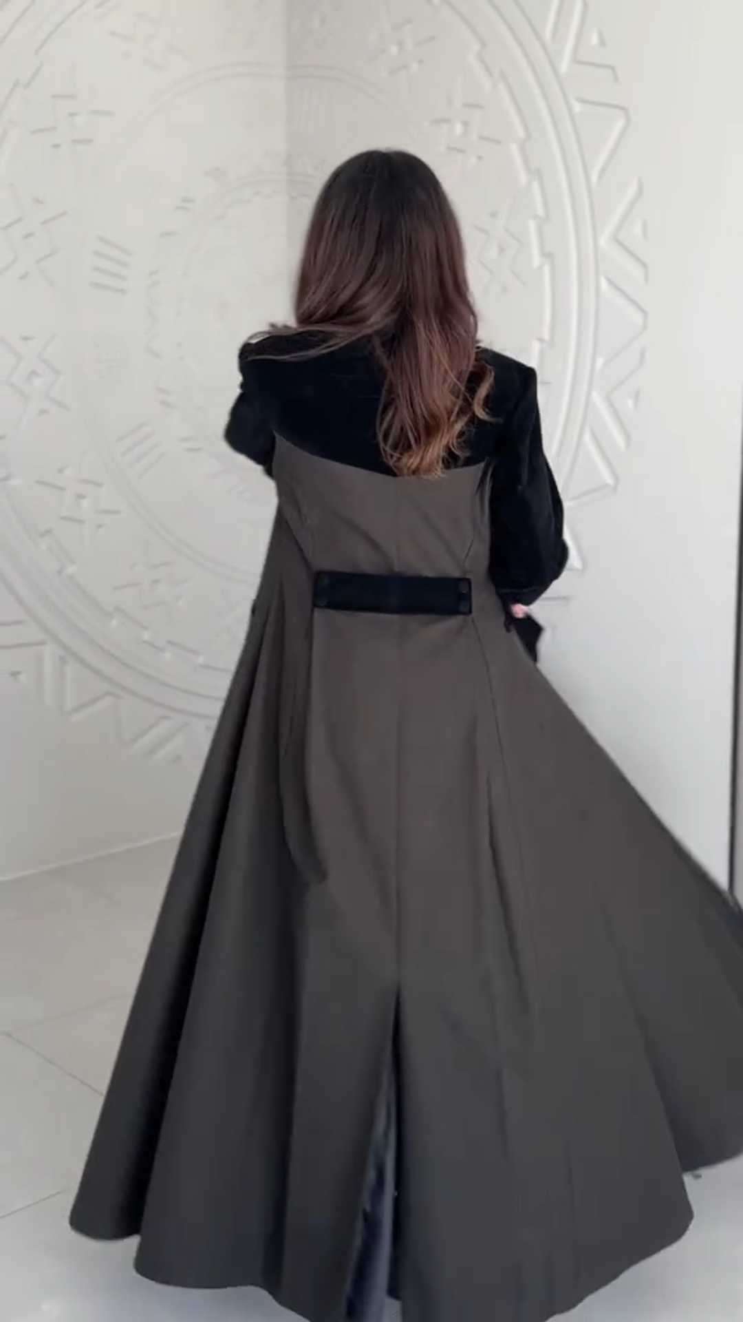 Black velvet patchwork lounge robe