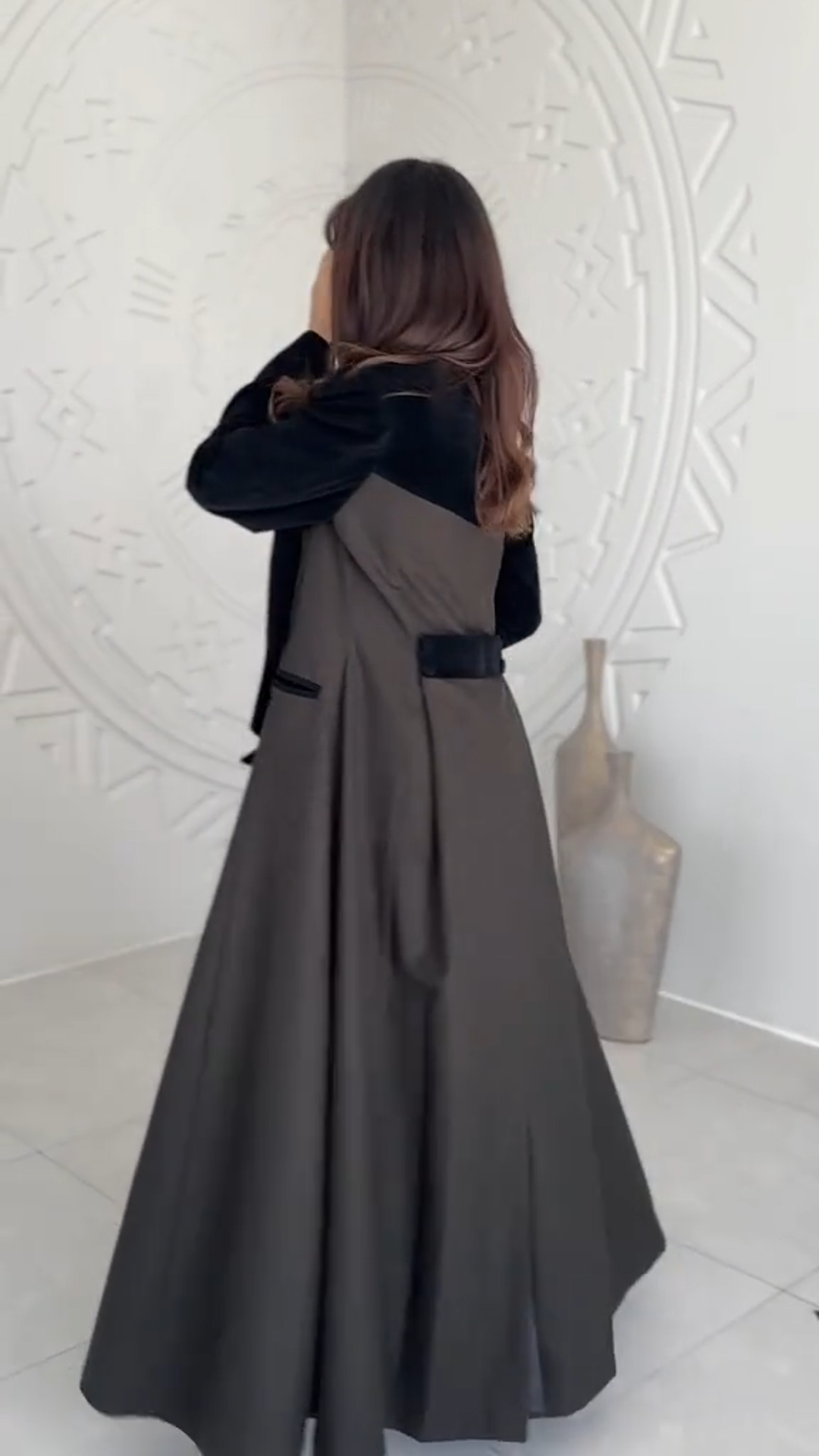 Black velvet patchwork lounge robe