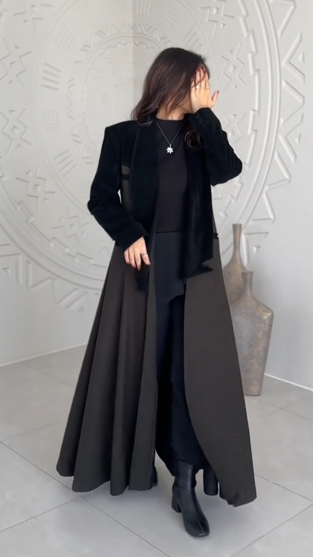 Black velvet patchwork lounge robe