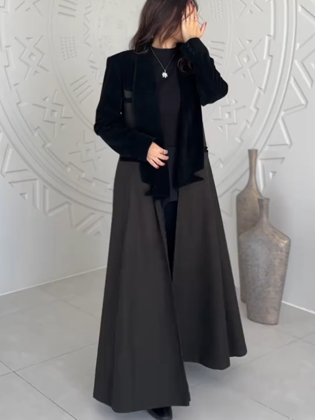 Black velvet patchwork lounge robe