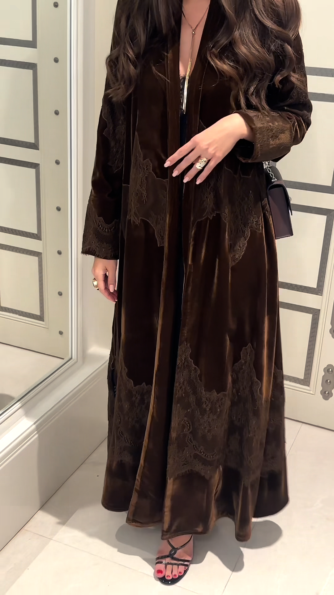 Brown velvet patchwork robe