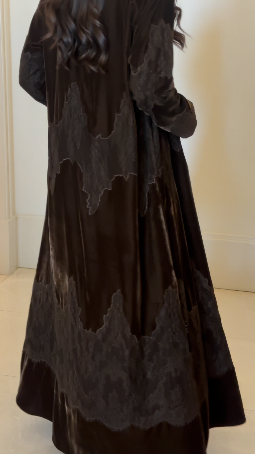 Brown velvet patchwork robe