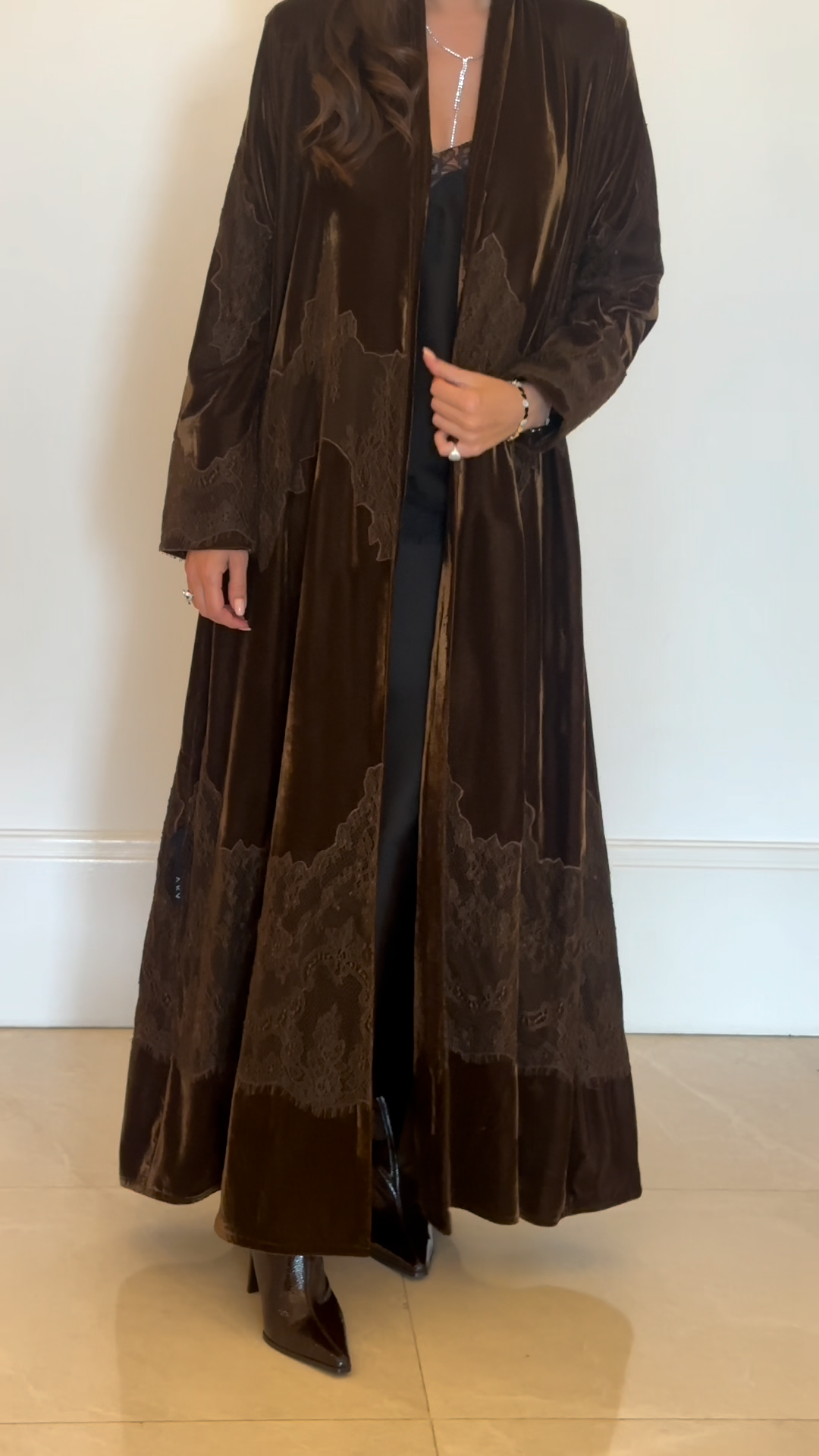 Brown velvet patchwork robe