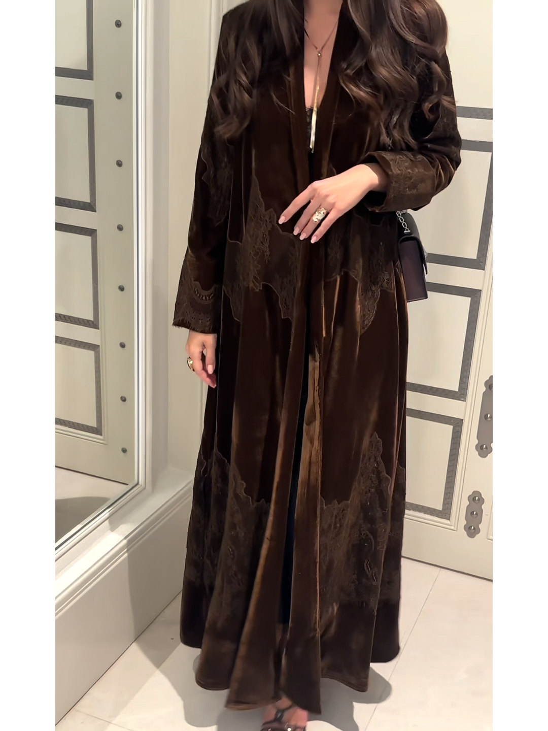 Brown velvet patchwork robe