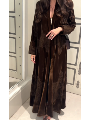 Brown velvet patchwork robe