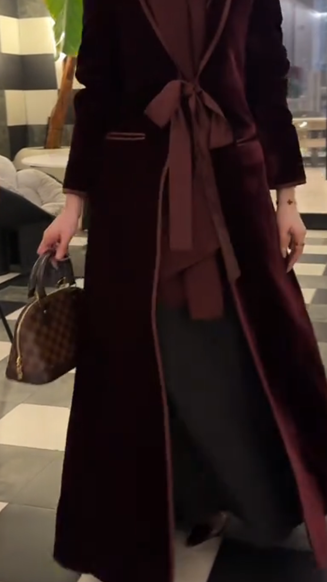 Red velvet belted chic robe