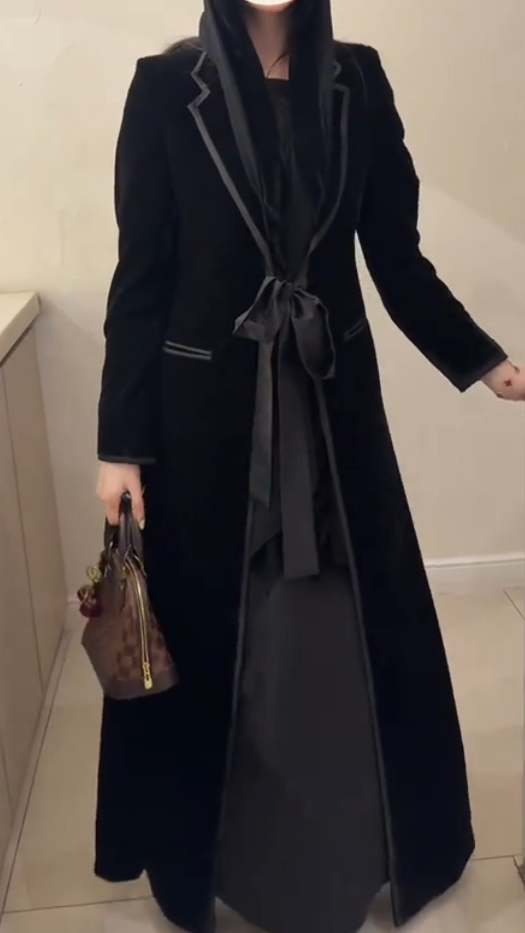 Red velvet belted chic robe