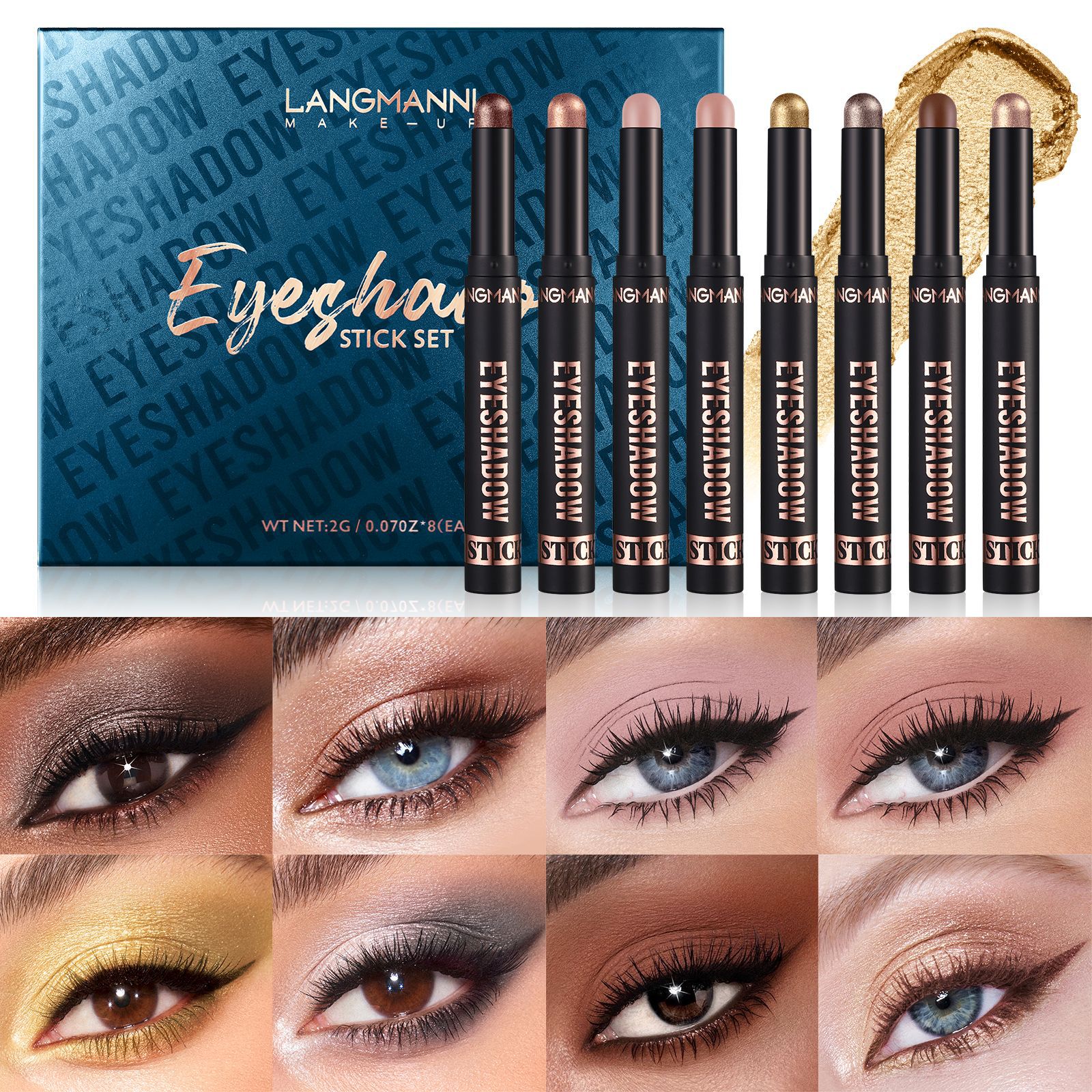  luxury eye shadow stick+capacity repair stick, 8 affordable suits.