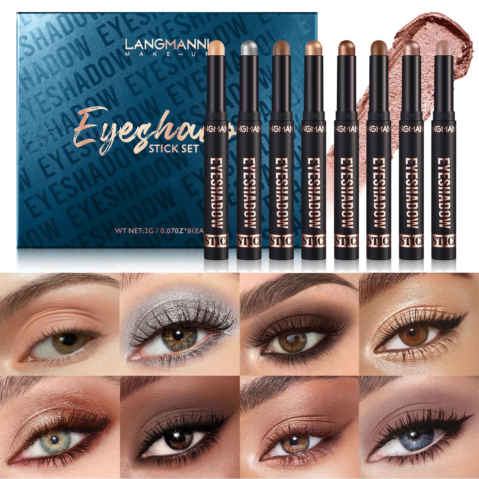  luxury eye shadow stick+capacity repair stick, 8 affordable suits.