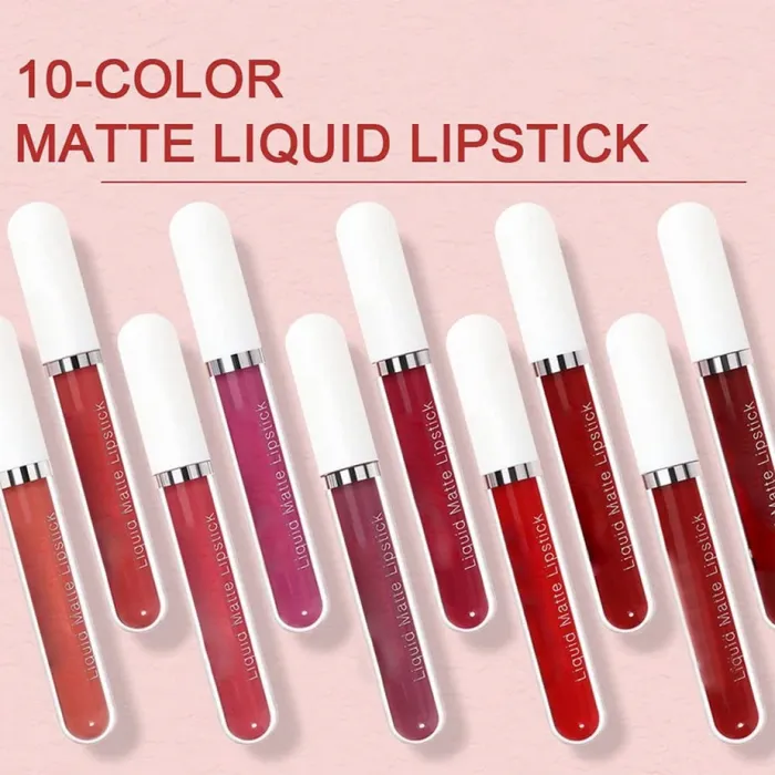 10Pcs Matte Waterproof Long Lasting Lip Gloss