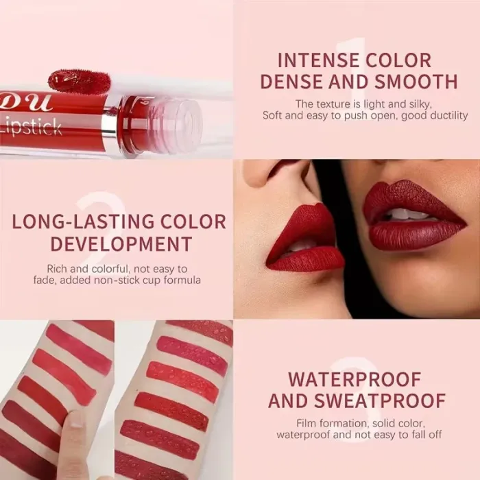 10Pcs Matte Waterproof Long Lasting Lip Gloss